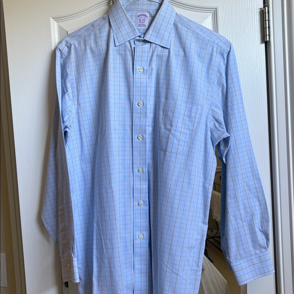 Brooks Brothers Light Blue Plaid Button down shirt
